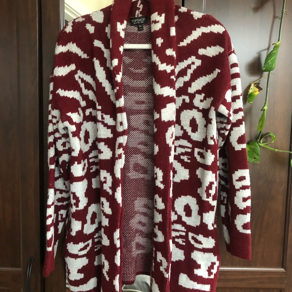 Topshop red cheetah print cardigan